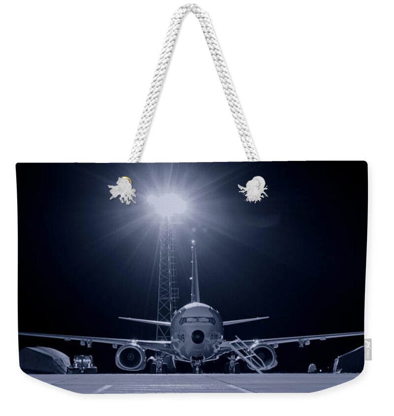 P-8 Poseidon Weekender Tote Bag featuring the photograph Poseidon Waits by Airpower Art