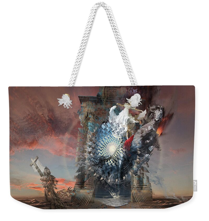 Horseman Weekender Tote Bag featuring the digital art Post-tribulation Rapture or Seventh Horseman of Apocalypse by George Grie