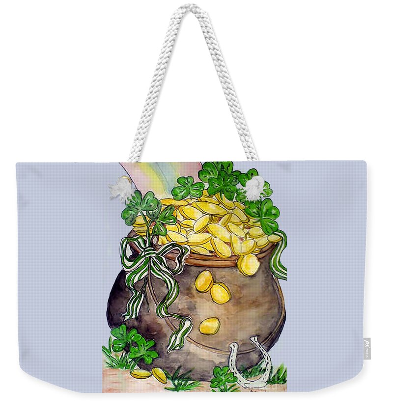 Blessings Weekender Tote Bag featuring the painting Pot-of-Gold by AHONU Aingeal Rose