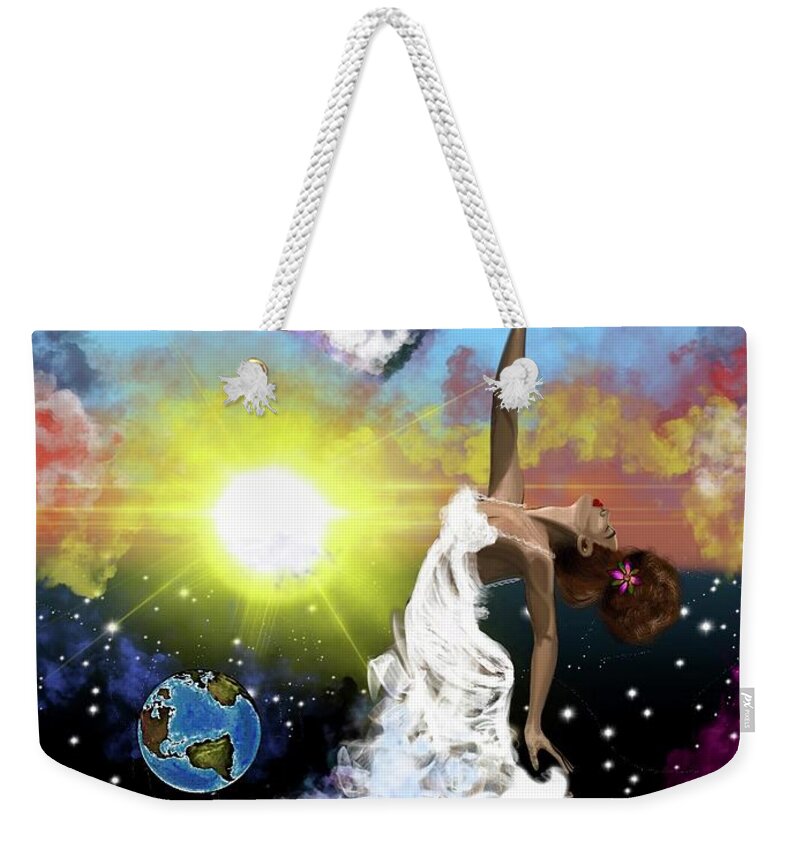 Dancer Weekender Tote Bag featuring the painting Prayer before the Sun Sets by Artist RiA