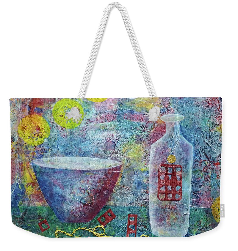  Weekender Tote Bag featuring the mixed media Preparations by Diana Hrabosky