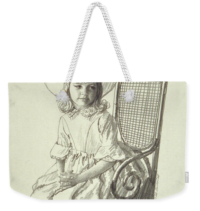 Realism Weekender Tote Bag featuring the drawing Pretty Little Miss by Dick Bobnick