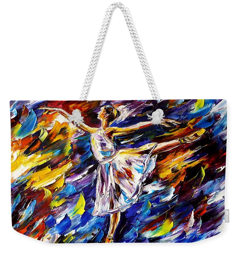 Ballet Dancer Weekender Tote Bag featuring the painting Prima Ballerina by Mirek Kuzniar
