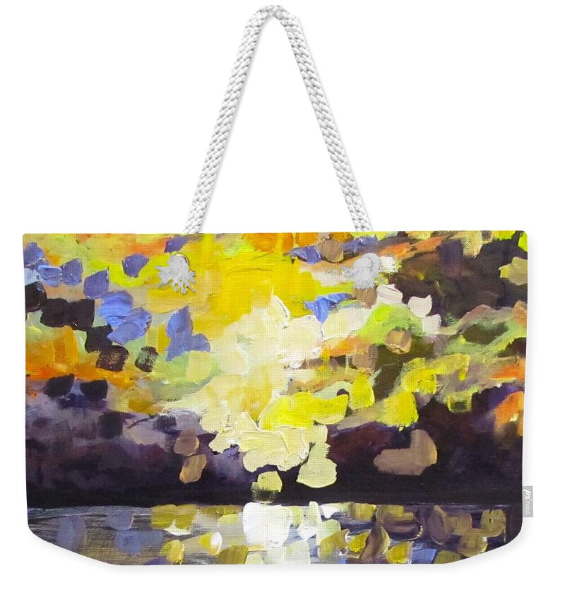 Sky Weekender Tote Bag featuring the painting Primarily Yellow sky by Barbara O'Toole