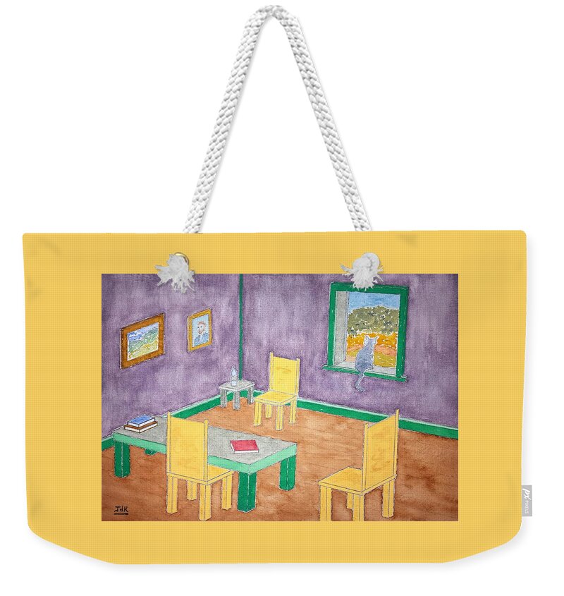 Watercolor Weekender Tote Bag featuring the painting Provence Parlor Lore by John Klobucher