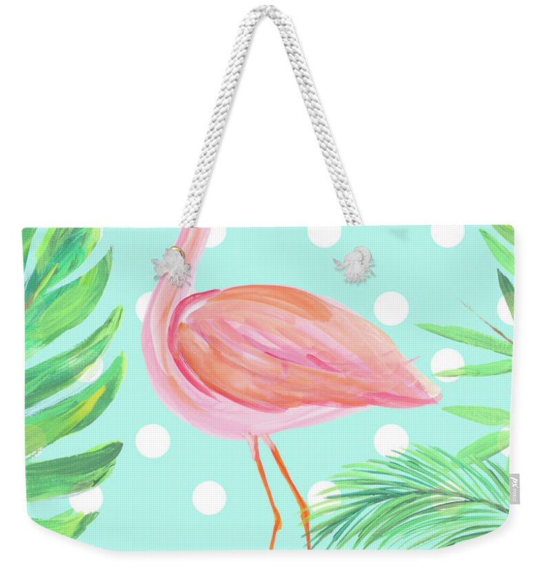 Punchy Weekender Tote Bag featuring the painting Punchy And Fresh Flamingo Strut by South Social D