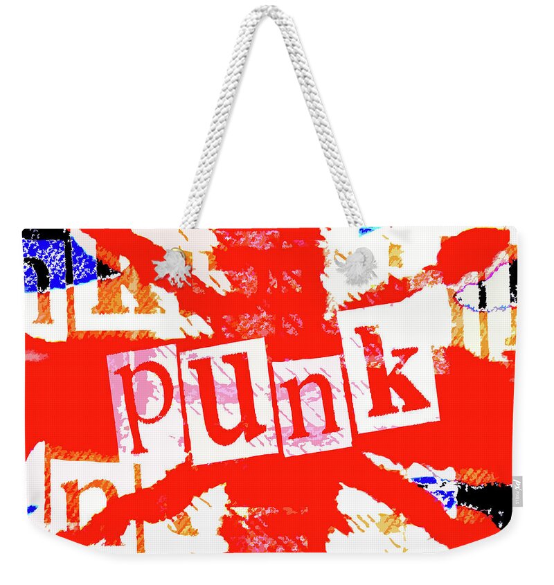 Punk Weekender Tote Bag featuring the digital art Punk Union Jack Graphic by Roseanne Jones