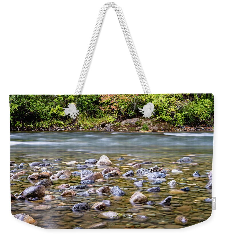 Landscapes Weekender Tote Bag featuring the photograph Puntledge River-3 by Claude Dalley