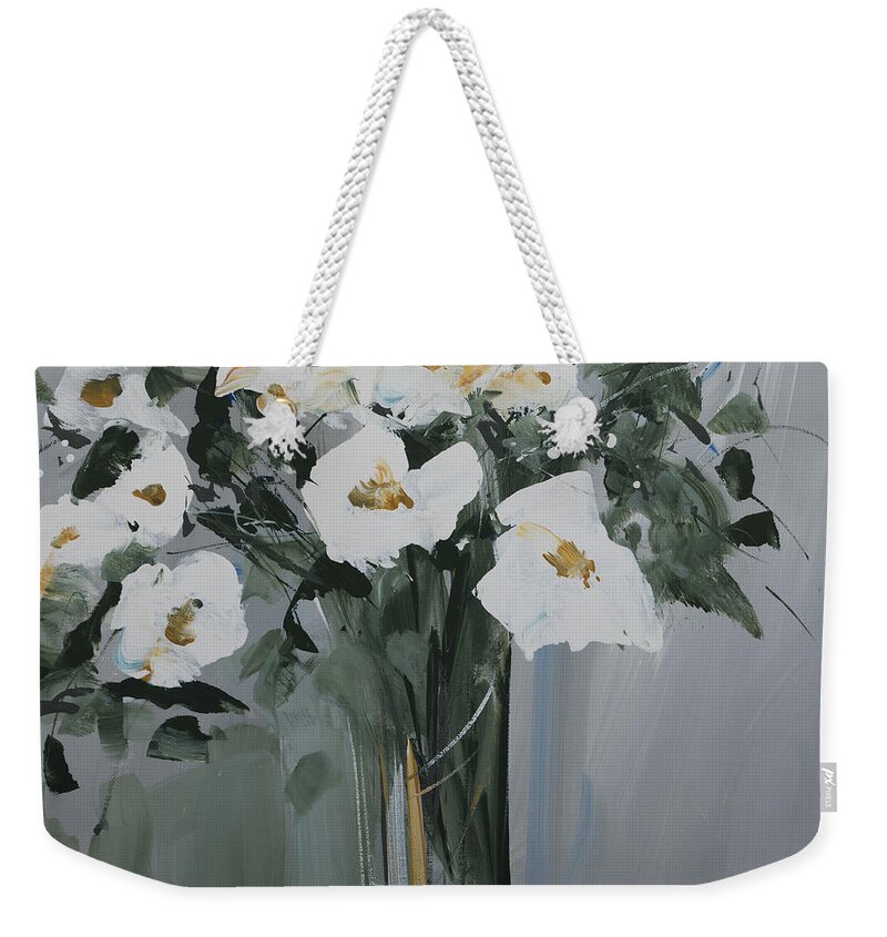 White Weekender Tote Bag featuring the painting Purity by Terri Einer