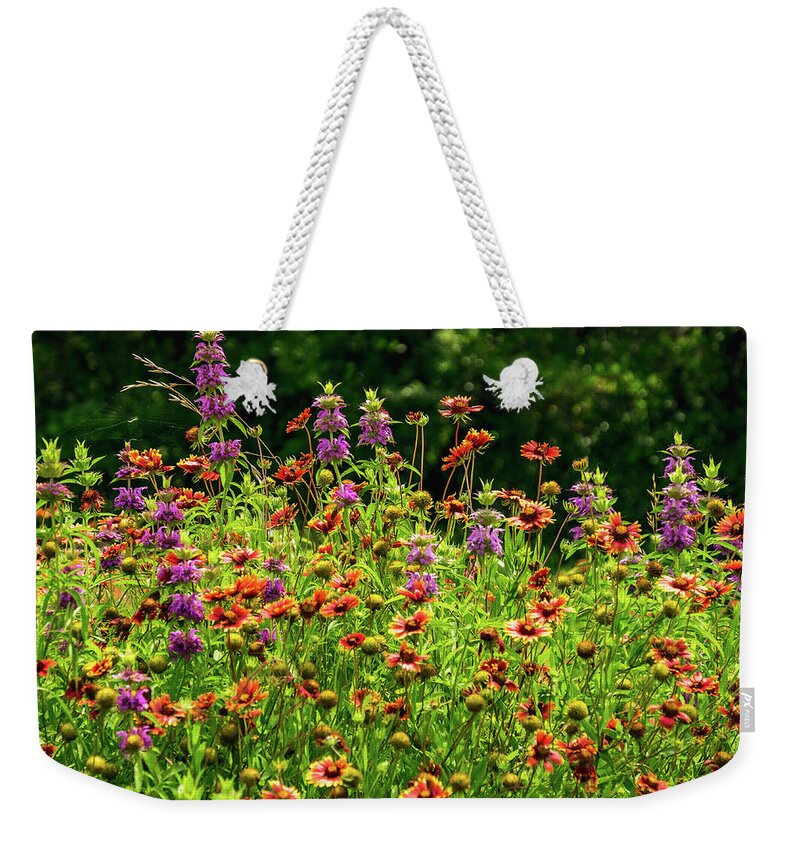 Texas Wildflowers Weekender Tote Bag featuring the photograph Purple Fire by Johnny Boyd