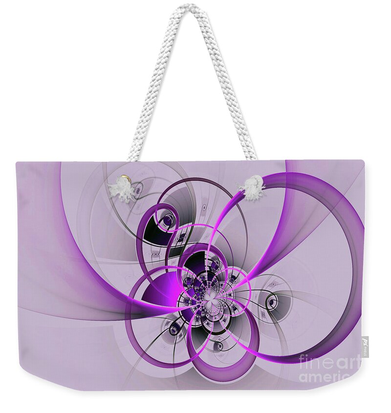Clock Weekender Tote Bag featuring the digital art Purple Infinity by Jim Hatch