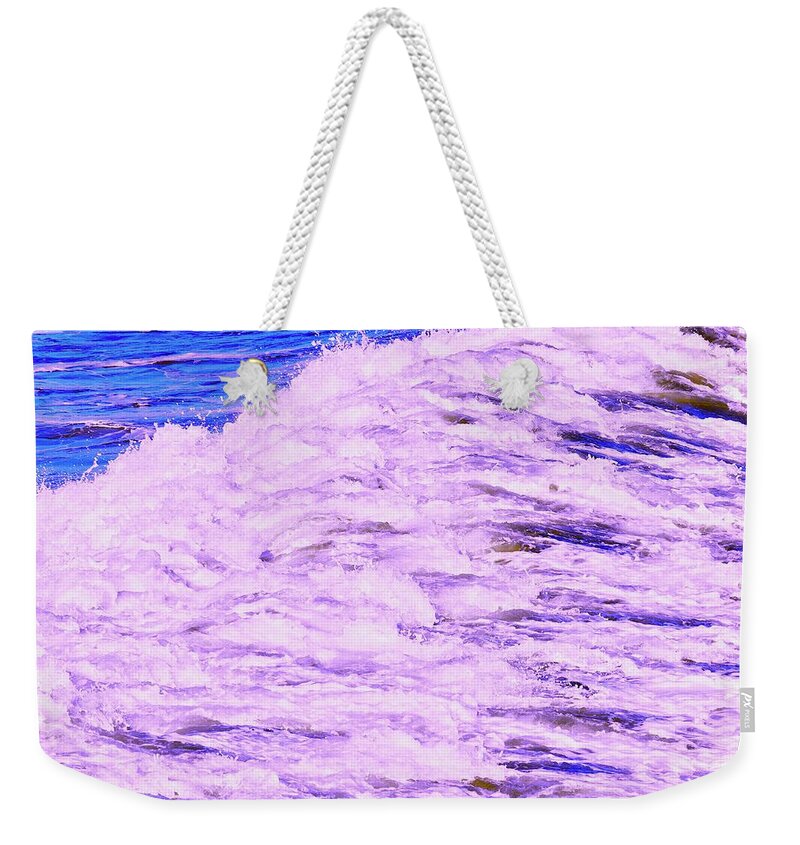 Purple Splash Weekender Tote Bag featuring the photograph Purple Splash by Debra Grace Addison