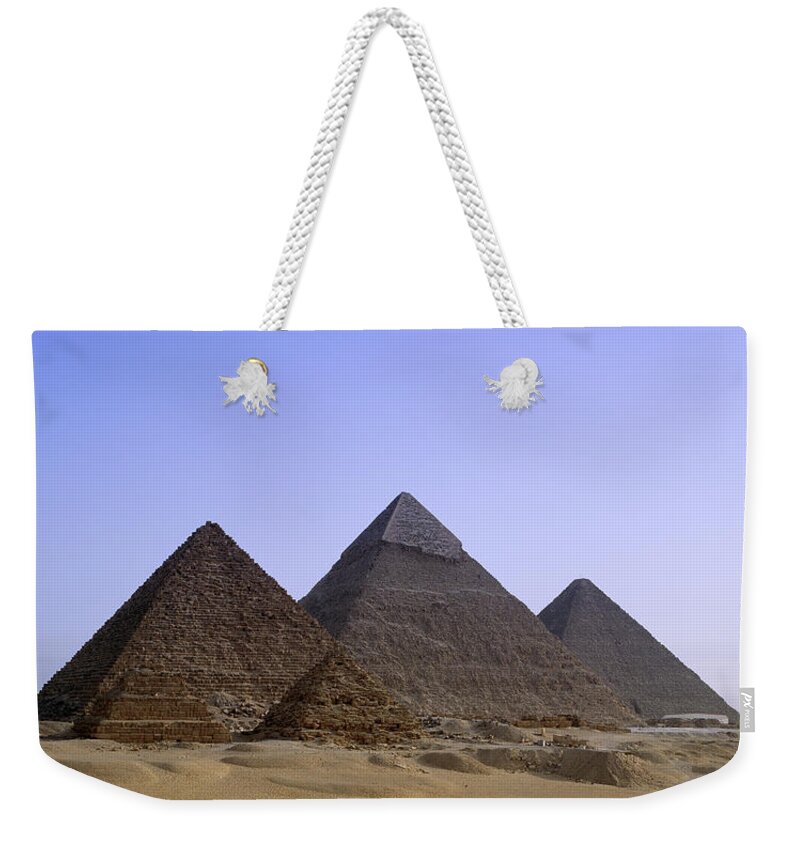 Clear Sky Weekender Tote Bag featuring the photograph Pyramids In Desert Landscape, Close Up by Stephen Studd