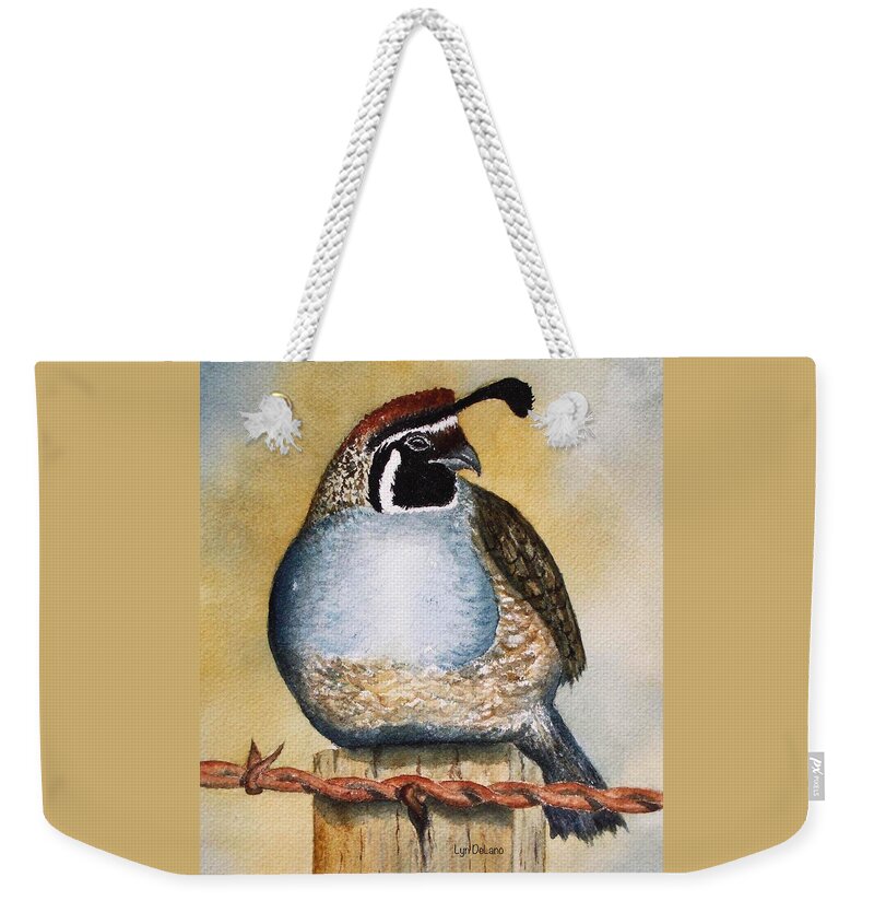 Quail Weekender Tote Bag featuring the painting Quail by Lyn DeLano