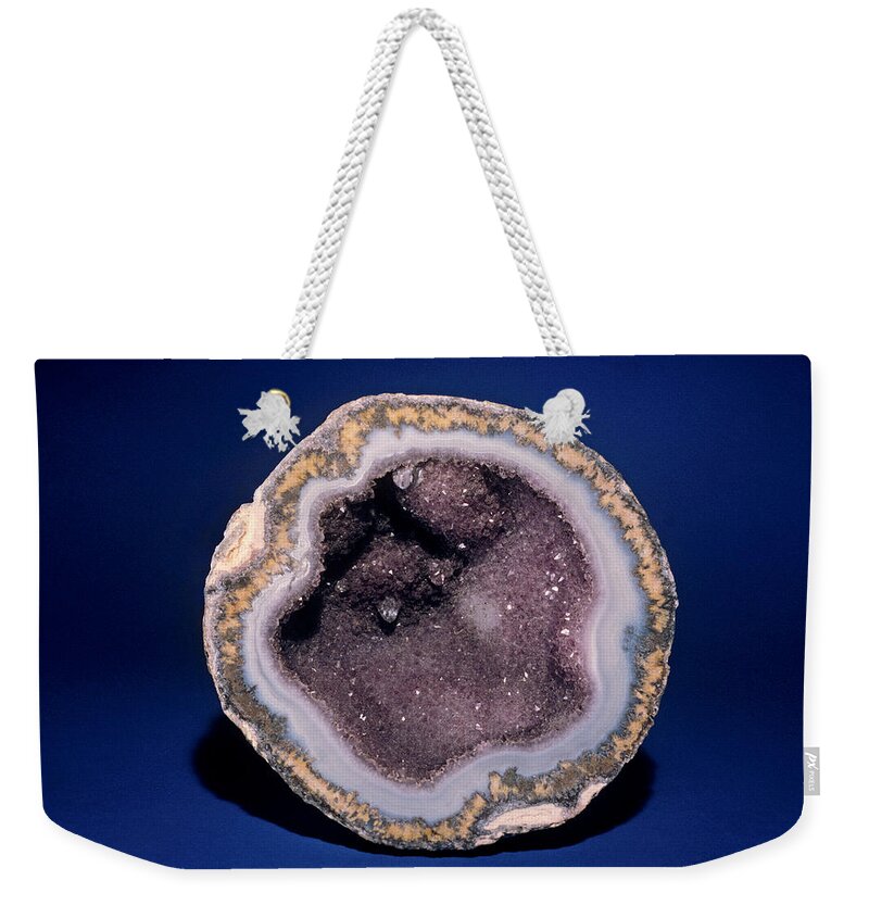 Agate Weekender Tote Bag featuring the photograph Quartz And Agate Geode, Mexico by Joel E. Arem
