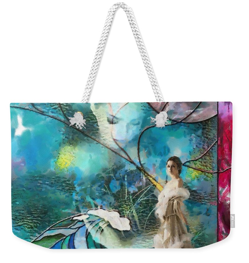 Woman Weekender Tote Bag featuring the digital art Queen in glass castle by Humphrey Isselt