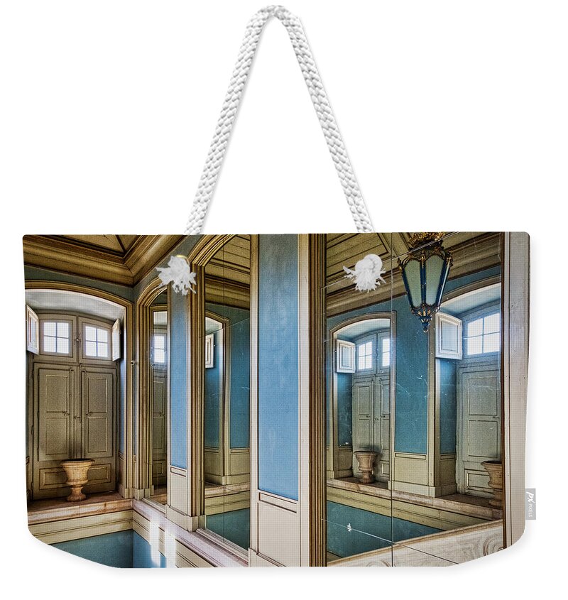 Palace Weekender Tote Bag featuring the photograph Queluz Palace Mirrors and Door - Portugal by Stuart Litoff