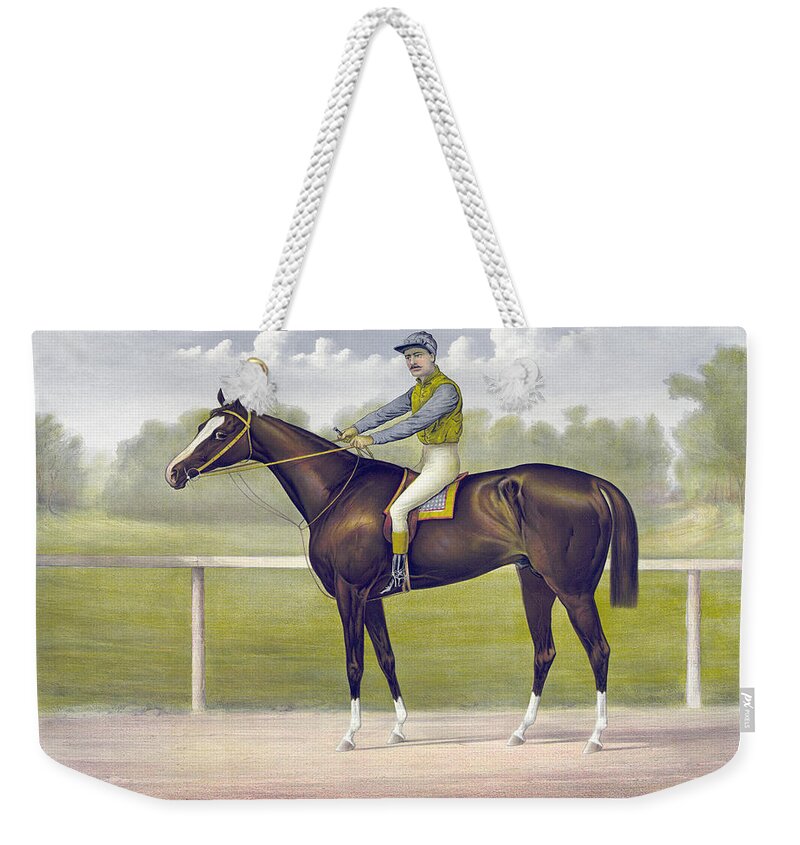 1891 Weekender Tote Bag featuring the drawing Race Horse, C1891 by Granger