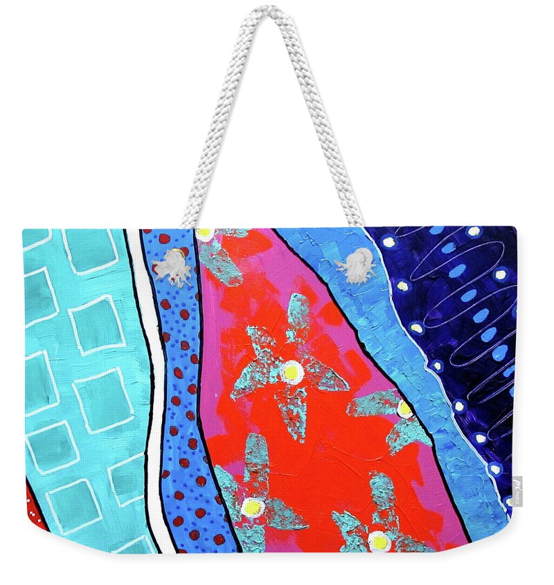 Abstracts Weekender Tote Bag featuring the painting Radical Lite by Adele Bower