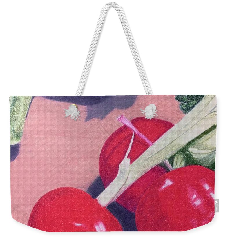 Vegetable Weekender Tote Bag featuring the drawing Radishes by Colette Lee