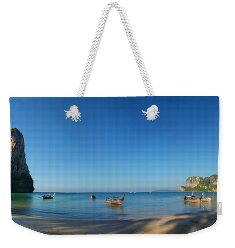 Panoramic Weekender Tote Bag featuring the photograph Railay West Beach, Thailand by David Min