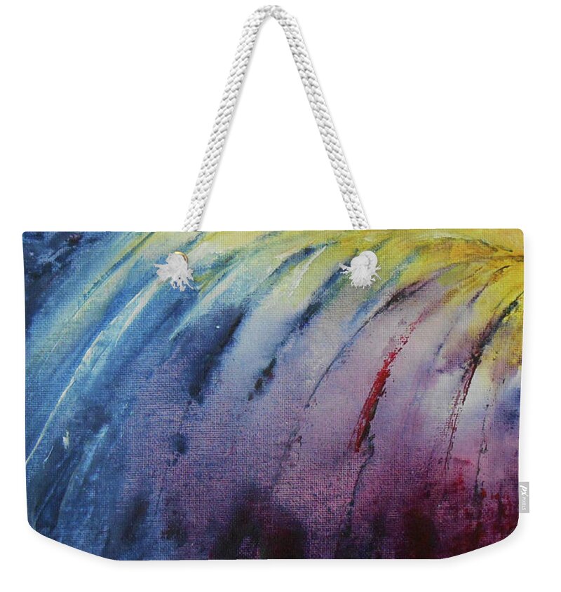 Abstract Weekender Tote Bag featuring the painting Rainbow Abstract series 2 by Jane See