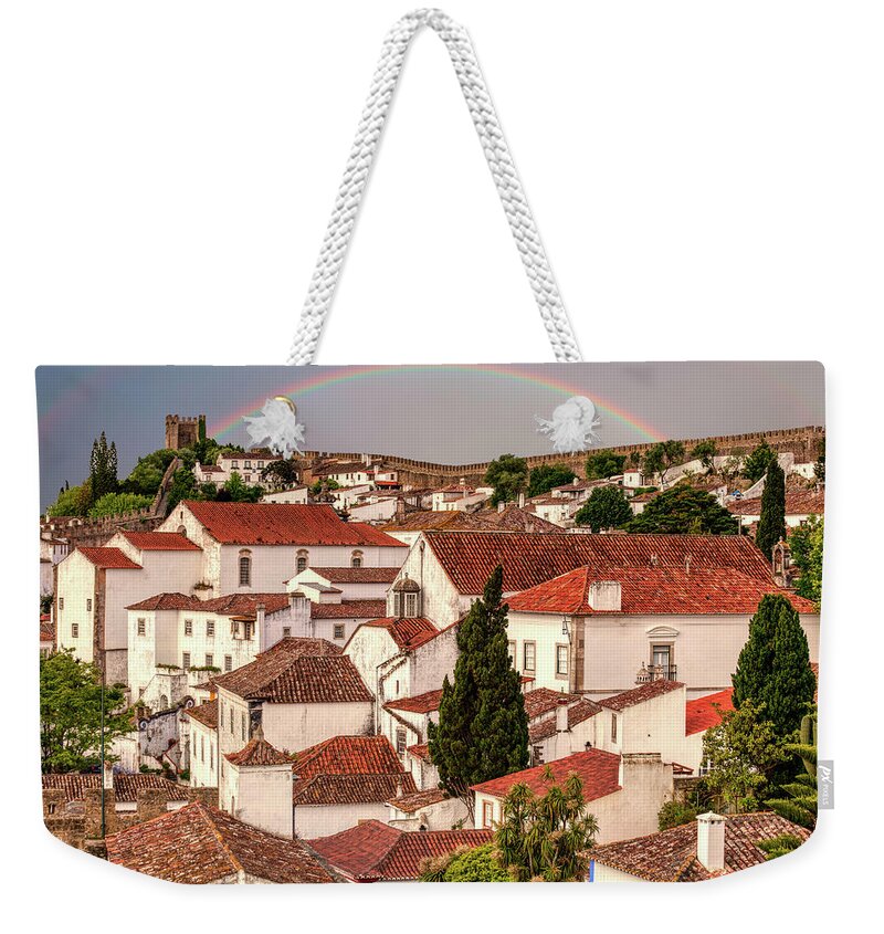 Castle Weekender Tote Bag featuring the photograph Rainbow over Castle by David Letts