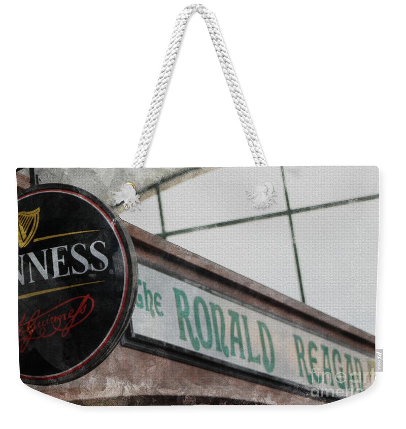 Washed Weekender Tote Bag featuring the photograph Reagan Pub in Aged and Washed Texture by Colleen Cornelius