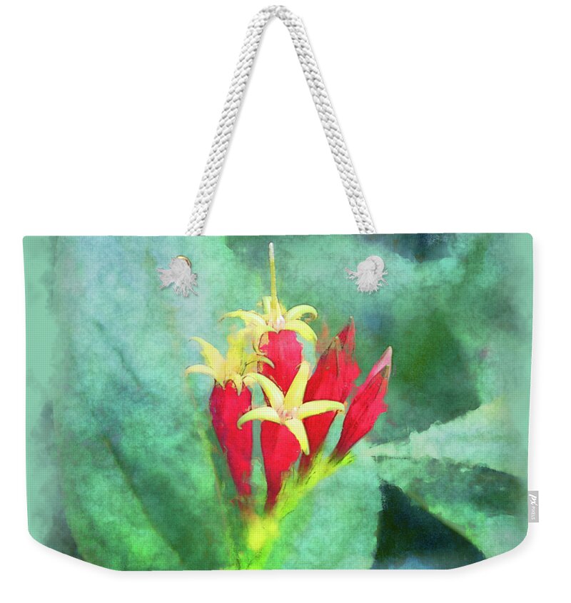 Kentucky Weekender Tote Bag featuring the digital art Red And Yellow Flowers by Phil Perkins