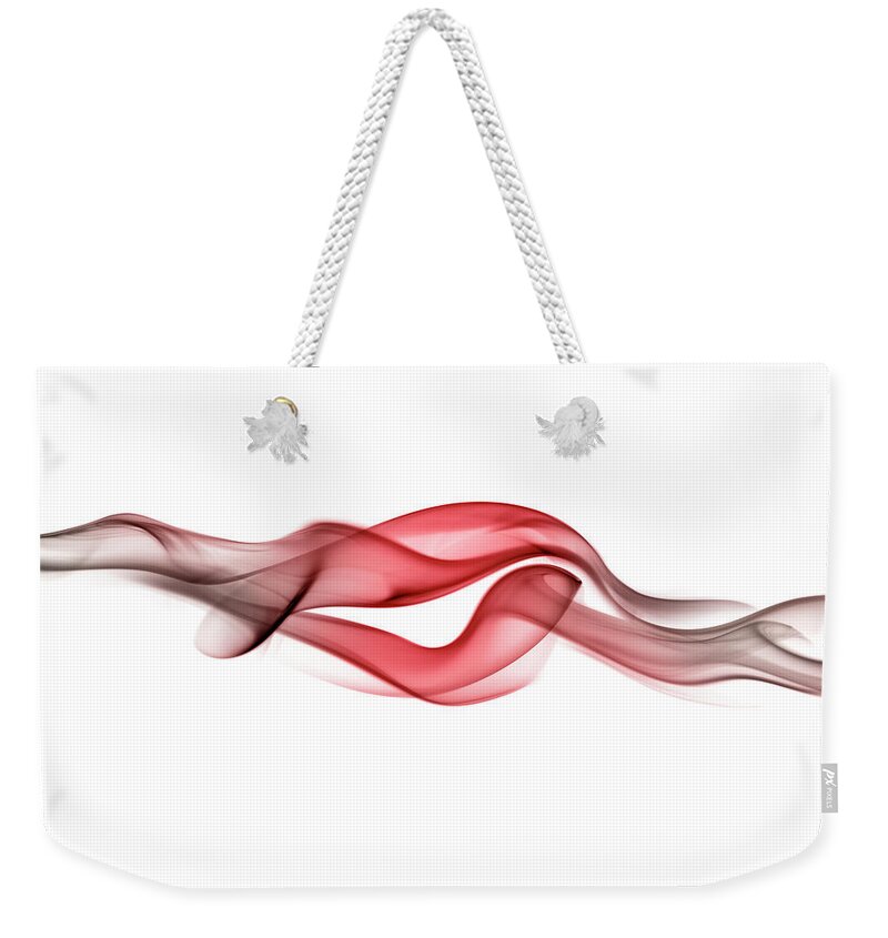 Curve Weekender Tote Bag featuring the photograph Red Curling Smoke by Anthony Bradshaw