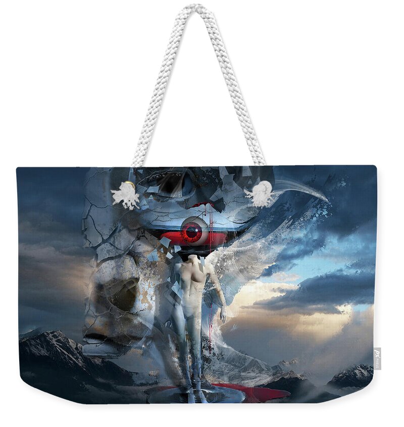 Angel Weekender Tote Bag featuring the digital art Red Eye of Despair or Romantic Jealousy Desolation by George Grie