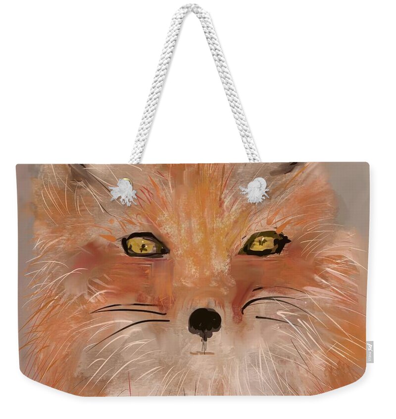 Fox Weekender Tote Bag featuring the digital art Red Fox by Sherry Killam