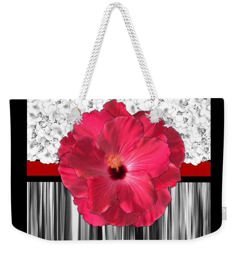 Pink Weekender Tote Bag featuring the digital art Pink, Lily Motif by Delynn Addams