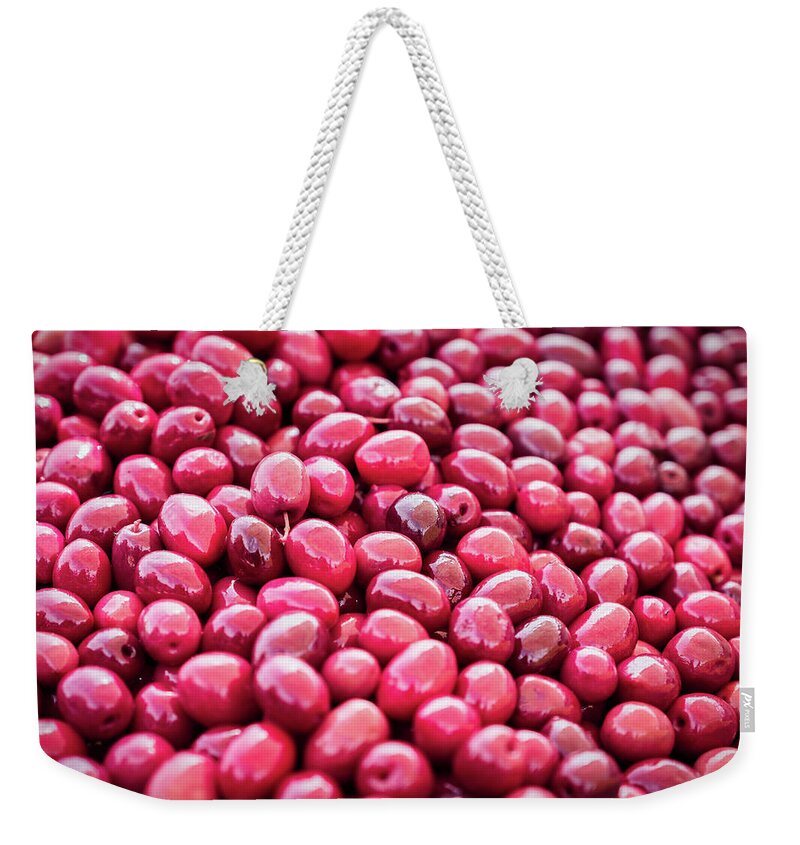 Morocco Weekender Tote Bag featuring the photograph Red Olives - Morocco by Stuart Litoff