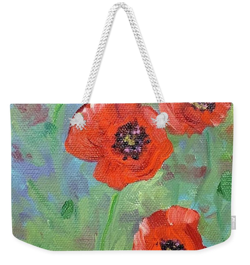 Poppies Weekender Tote Bag featuring the painting Red Poppies by Melissa Torres
