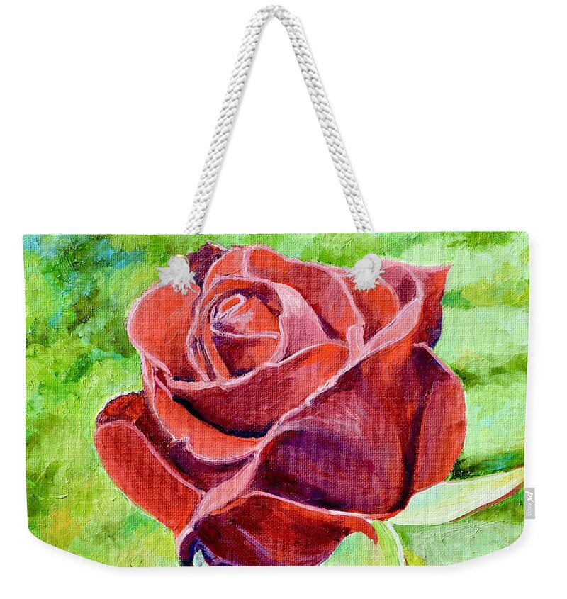 Rose. Red Rose Weekender Tote Bag featuring the painting Red Red Rose by Dai Wynn
