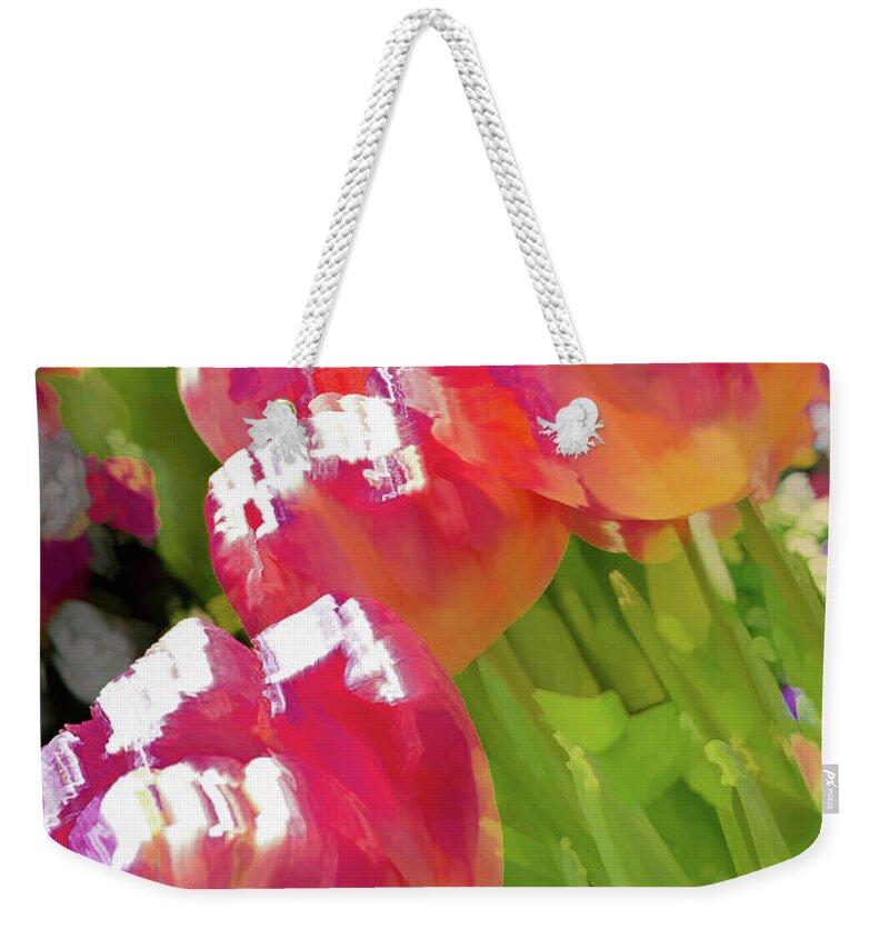Abstract Weekender Tote Bag featuring the photograph Red tulip flower pastel by Phillip Rubino