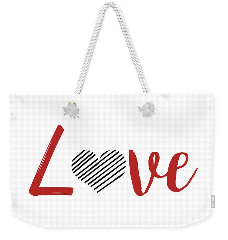 Red Weekender Tote Bag featuring the mixed media Red Valentines I by Sd Graphics Studio