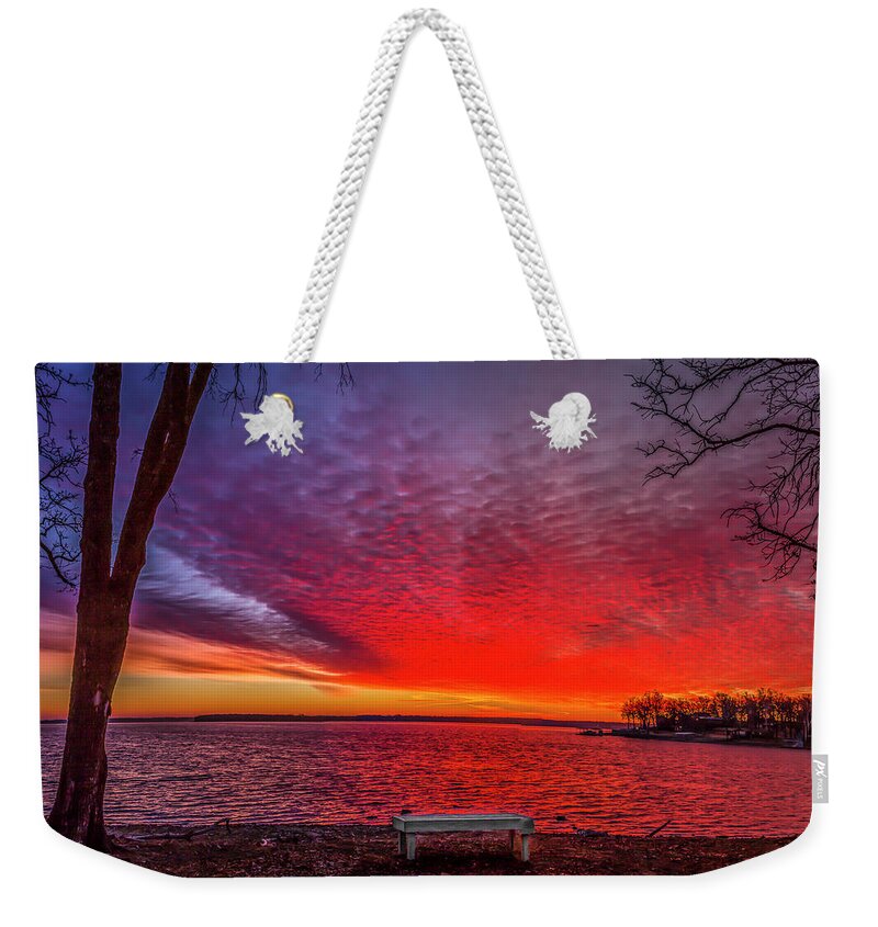 Grand Lake Weekender Tote Bag featuring the photograph Red Velvet Sky by David Wagenblatt