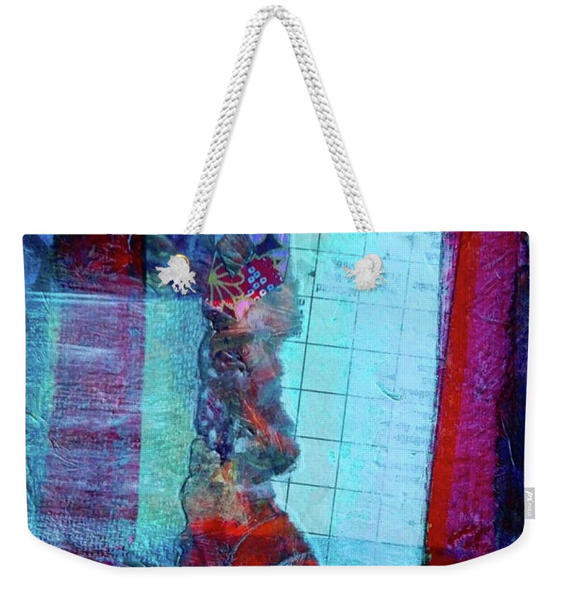 Window Weekender Tote Bag featuring the mixed media Red Window by Mimulux Patricia No