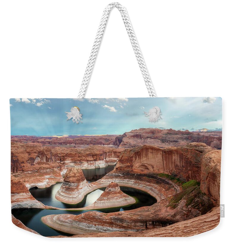 Adventure Weekender Tote Bag featuring the photograph Reflection Canyon Panorama 2 by Alex Mironyuk