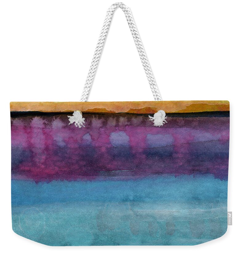 Abstract Landscape Painting Weekender Tote Bag featuring the painting Reflection by Linda Woods