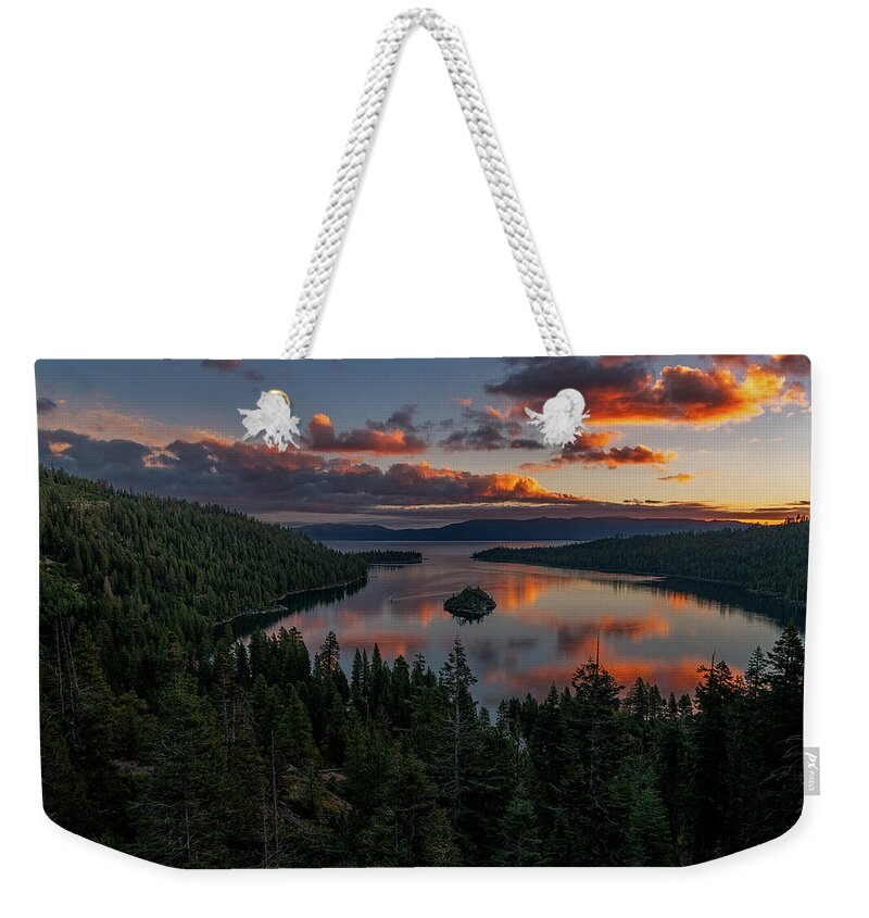Bay Weekender Tote Bag featuring the photograph Reflection on Emerald Bay by John Hight