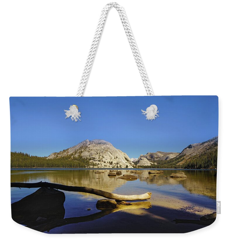 California Weekender Tote Bag featuring the photograph Reflections on Tenaya Lake by Janis Knight