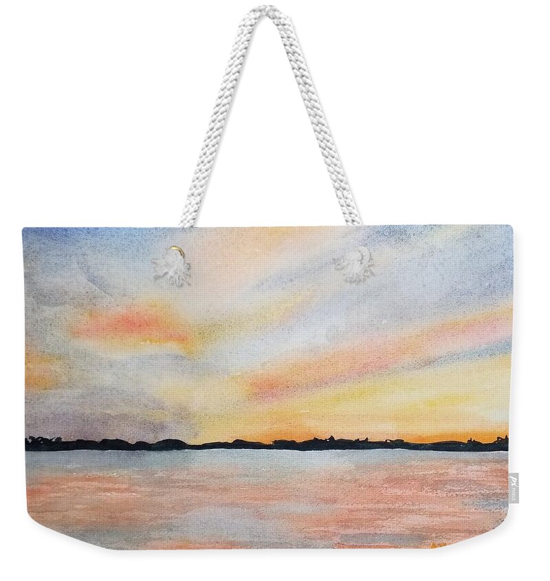 Mullet Lake Weekender Tote Bag featuring the painting Regan Sunset by Ann Frederick