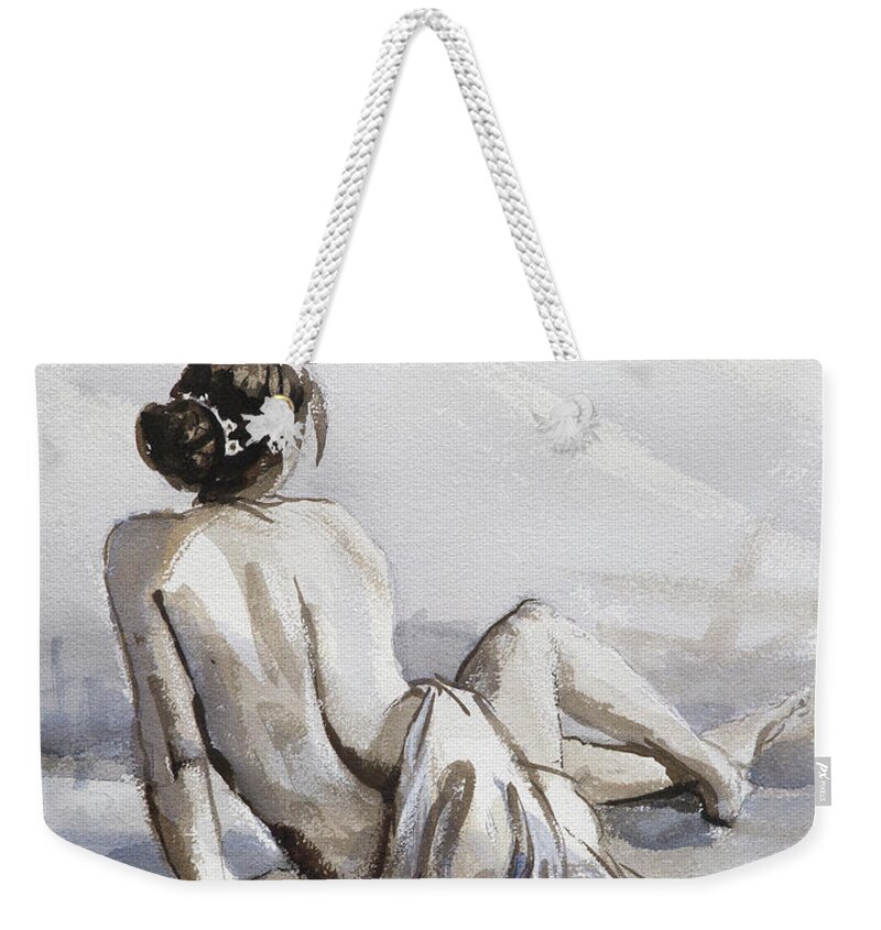 Woman Weekender Tote Bag featuring the painting Relaxed by Steve Henderson