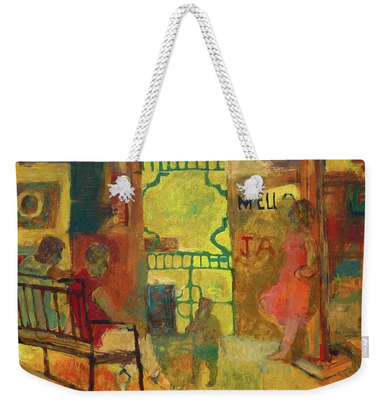 Reno Street Oklahoma City Robert Cooper (1937-2005) Abstract Impressionism Weekender Tote Bag featuring the painting Reno Street by Robert Cooper