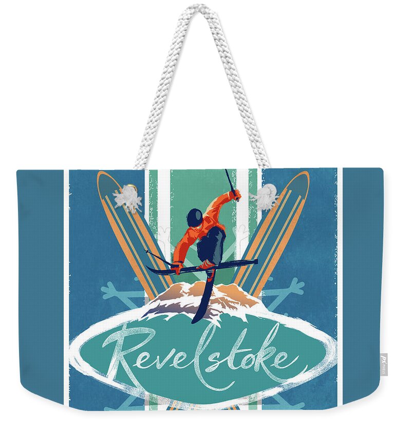 Ski Art Weekender Tote Bag featuring the painting Revelstoke Ski Poster by Sassan Filsoof