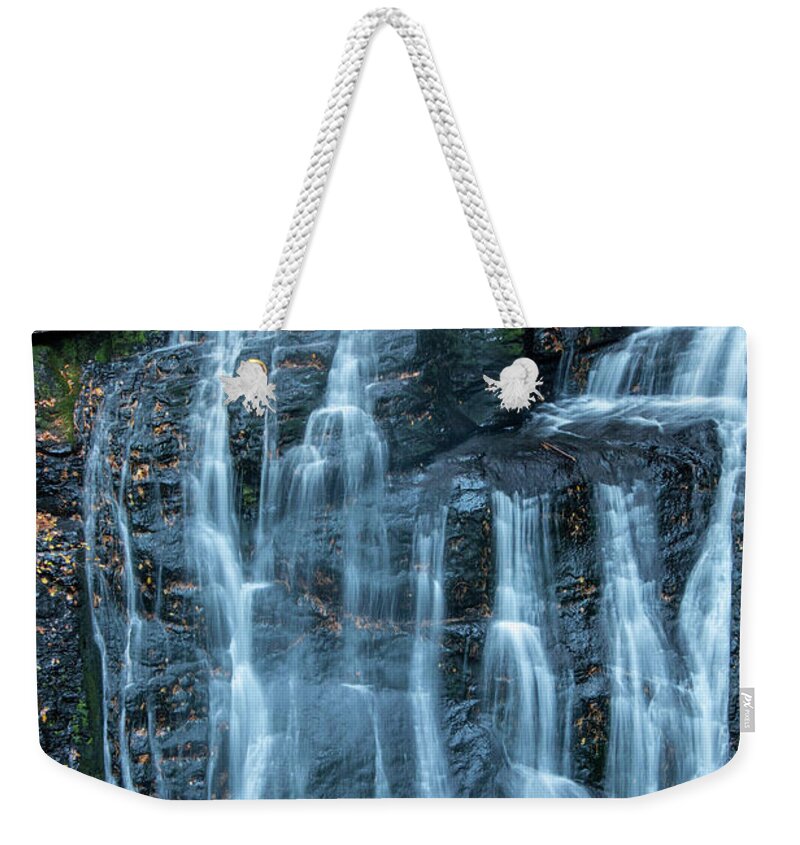 Bushkill Falls Weekender Tote Bag featuring the photograph Ribbons of Water at Bushkill Falls by Kristia Adams