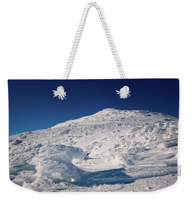 New Hampshire Weekender Tote Bag featuring the photograph Rime and Snow, and Mountain Trolls. by Jeff Sinon